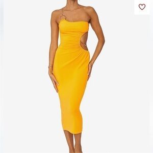 WeWoreWhat Snake gold Chain Cutout Maxi Dress